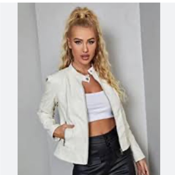 Wilson Leather Off White Leather Jacket Zip Front  Sz S - Picture 3 of 9